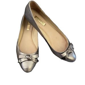 Silver leather flats